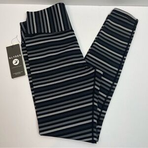 Glyder Black and White Striped Leggings NWOT
